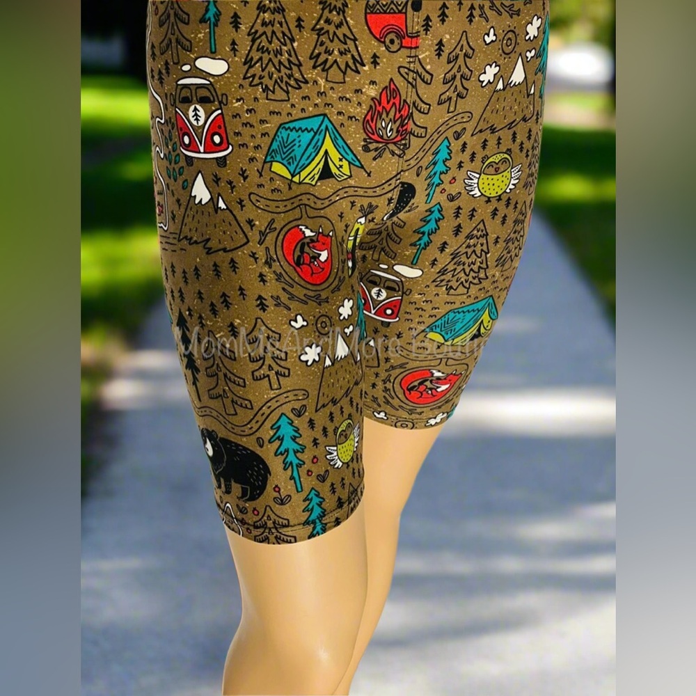 NEW Women Camper Bear Fox Owl Long Biker Shorts, Sizes S, M, L, 1xl